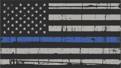 Thin Blue Line Distressed Flag Black Background 10in