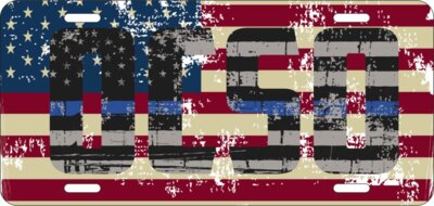 American flag with  blue line ocso distressed