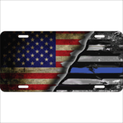 License Plate United States / Blue Line Flag 